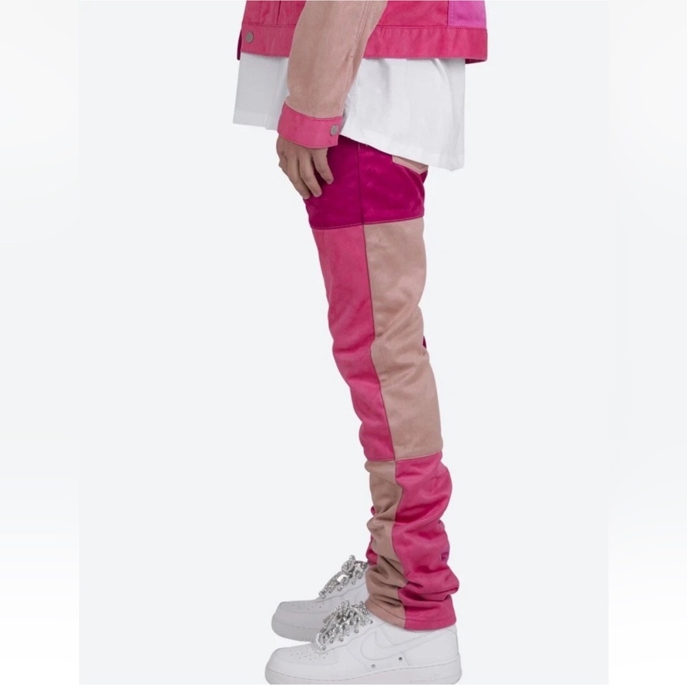 MNML NWT D354 PATCHWORK STRAIGHT MEN’S PANTS PINK SIZE 33 - Picture 2 of 14